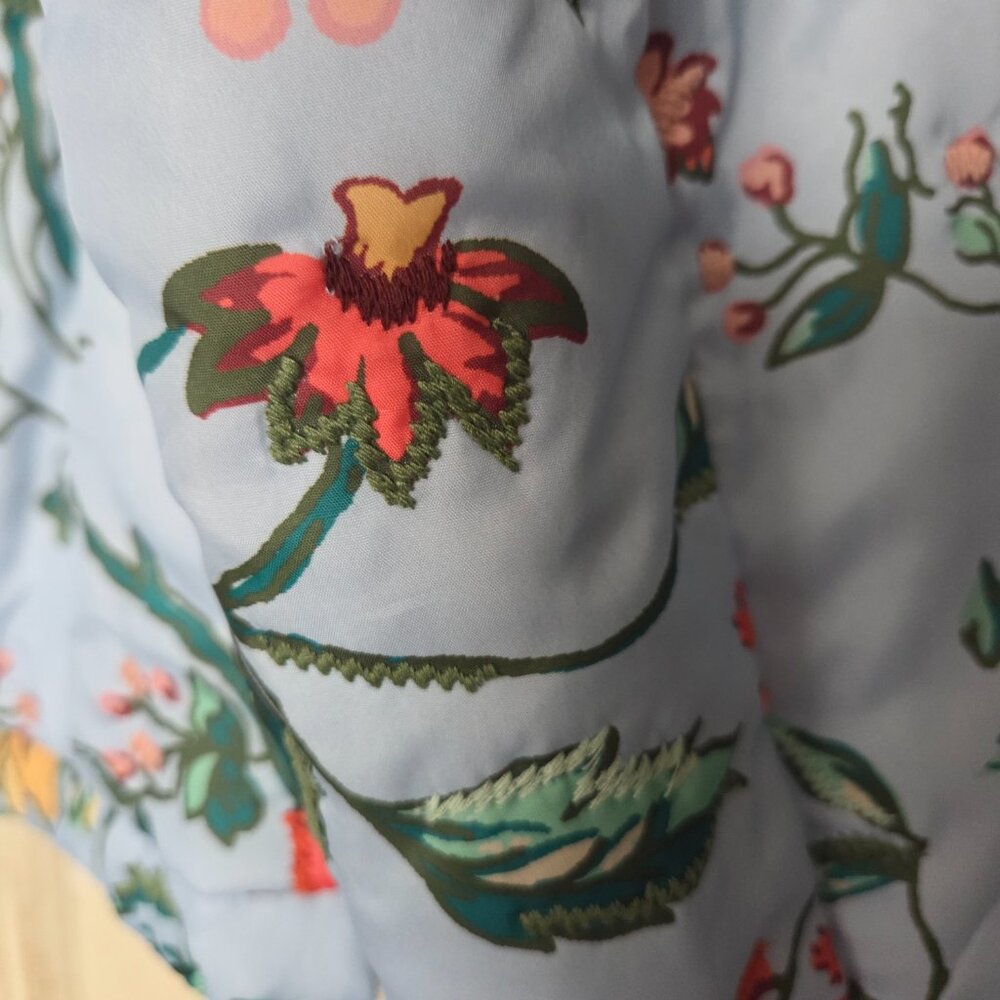 Anthropologie Dahlia Floral Bomber Jacket - Light Blue - L - NWT - Picture 5 of 8